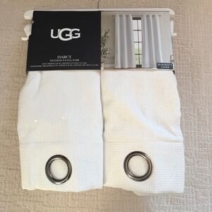 UGG Darcy Window Panel Pair Grommet Blackout Liner Snow White 84" Length NEW
